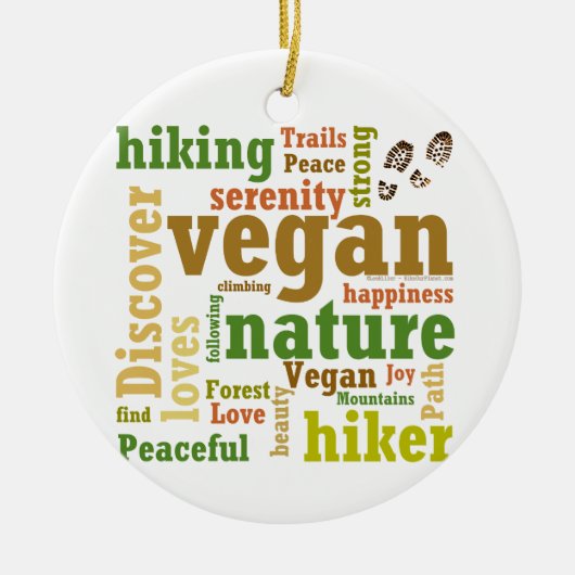 Vegan Hiker Hiking Word Cloud Ornament 2021 (Voorkant)
