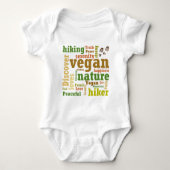 Vegan Hiker Hiking Word Cloud Romper (Voorkant)