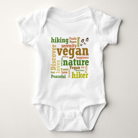 Vegan Hiker Hiking Word Cloud Romper (Voorkant)