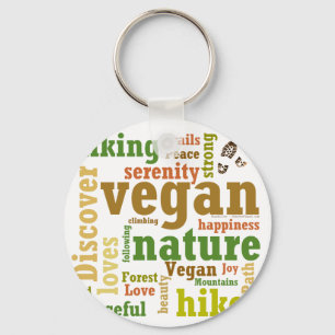 Vegan Hiker Hiking Word Cloud Sleutelhanger