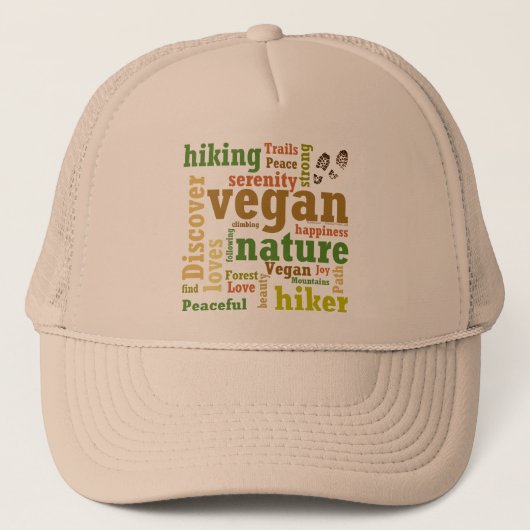 Vegan Hiker Hiking Word Cloud Trucker Pet (Voorkant)