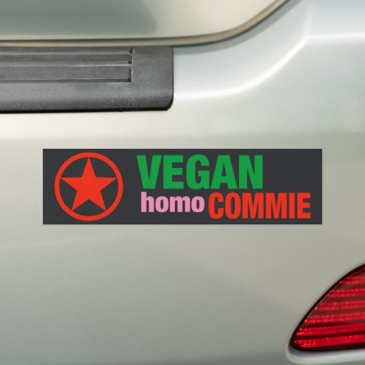 Vegan Homo Commie bumpersticker (Op auto)