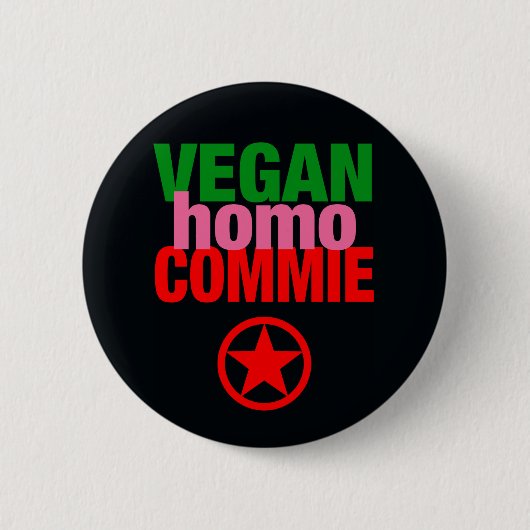 Vegan Homo Commie Button (Voorkant)