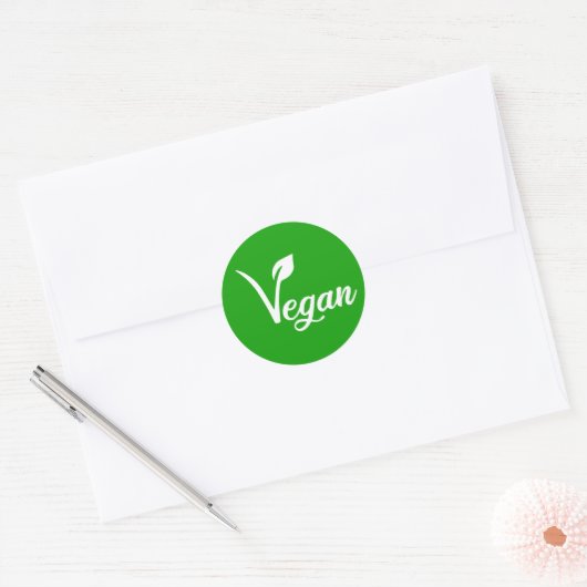 Vegan Identification Label, Ronde Sticker (Envelop)