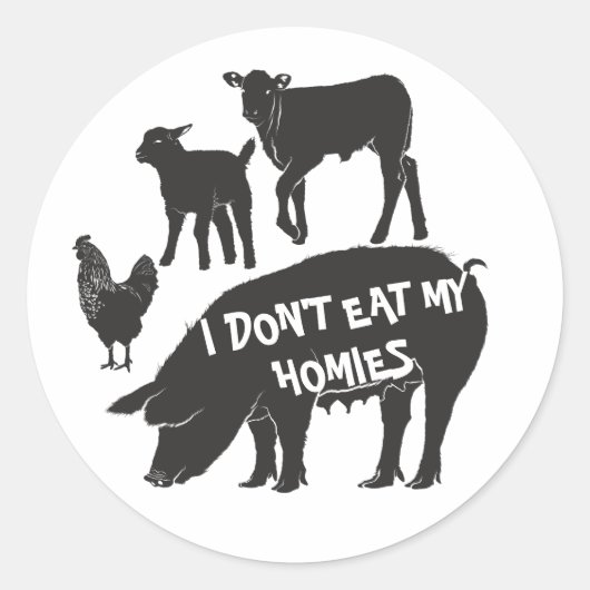 Vegan ik eet mijn huizen niet ronde sticker (Voorkant)