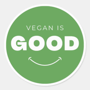 Vegan is Good - Cute Smile (White) Ronde Sticker