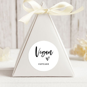 Vegan Item Modern Casual script en hartslag Ronde Sticker