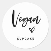 Vegan Item | Modern Casual script en hartslag Ronde Sticker (Voorkant)