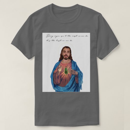 Vegan Jesus aardling ed quote T-shirt (Design voorkant)