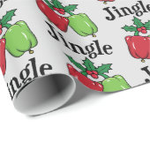 Vegan Jingle Bell Peppers kerstpapier Cadeaupapier (Rol Hoek)