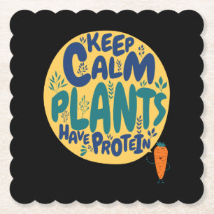 Vegan Keep Calm Planten Hebben Eiwitten Vegetarisc Kartonnen Onderzetters