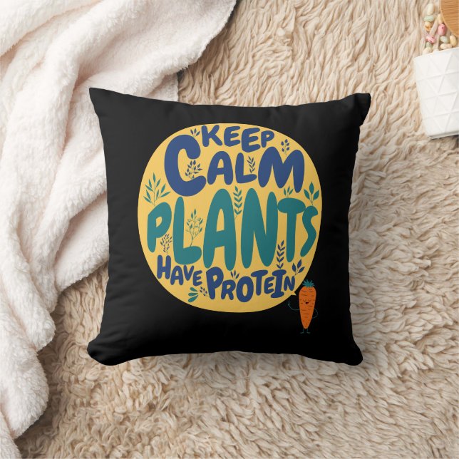 Vegan Keep Calm Planten Hebben Eiwitten Vegetarisc Kussen (Deken)