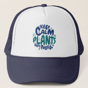 Vegan Keep Calm Planten Hebben Eiwitten Vegetarisc Trucker Pet