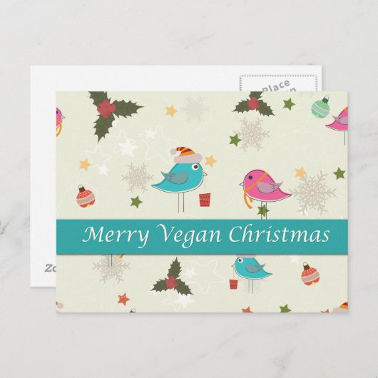 Vegan Kerstcadets Feestdagenkaart (Voorkant / Achterkant)