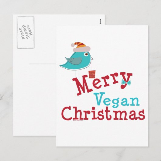 Vegan Kerstmis Feestdagenkaart (Voorkant / Achterkant)