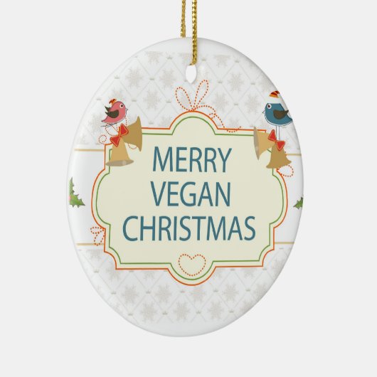 Vegan Kerstmis Keramisch Ornament (Rechts)