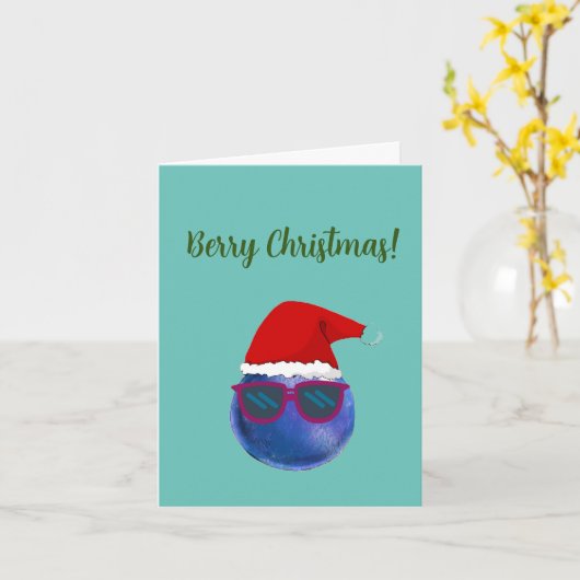 Vegan Kerstmis met bosbessen met blauwebessengroet Kaart (Gele Bloem)