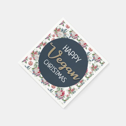 Vegan Kerstretro blauw en gouden wijnbloem Servet (Hoek)