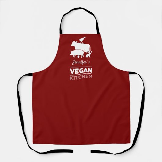 Vegan Kitchen (met jouw naam) Schort (Voorkant)