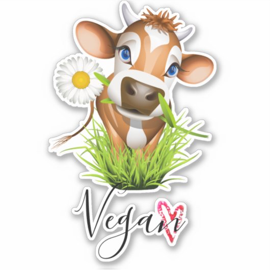 Vegan Koe Dierenvriend Sticker (Voorkant)