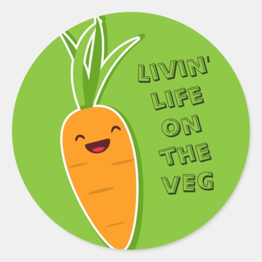 Vegan life op veg ronde sticker (Voorkant)