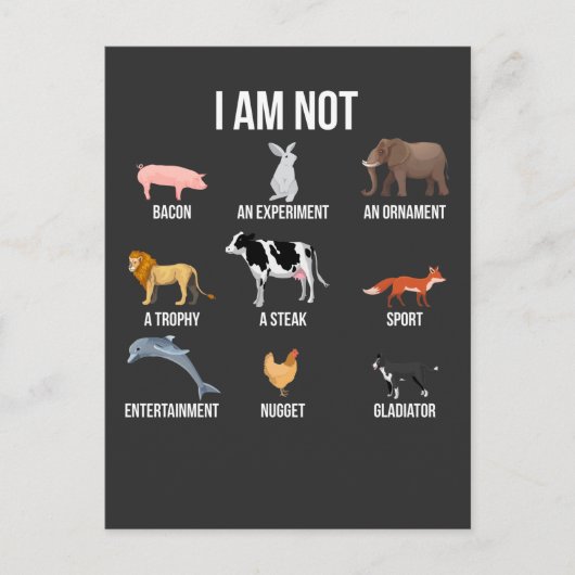 Vegan Life Statement Rescue Animal Rights Veggie Briefkaart (Voorkant)