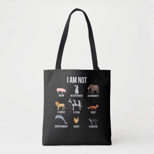 Vegan Life Statement Rescue Animal Rights Veggie Tote Bag (Voorkant)