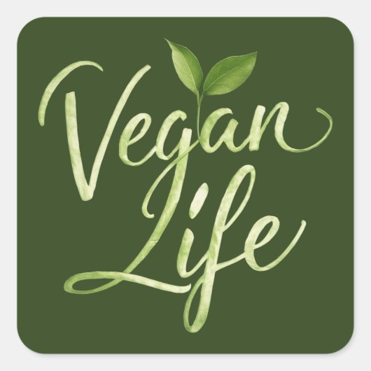 Vegan Life Vierkante Sticker (Voorkant)