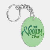 Vegan Logo Green Typography Art Sleutelhanger (Voorkant Links)