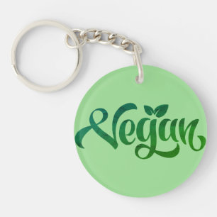 Vegan Logo Green Typography Art Sleutelhanger