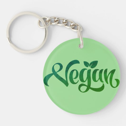 Vegan Logo Green Typography Art Sleutelhanger (Voorkant)
