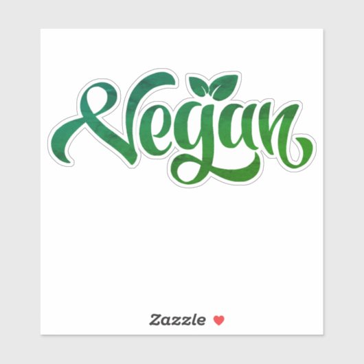 Vegan Logo Green Typography Art Sticker (Vel)