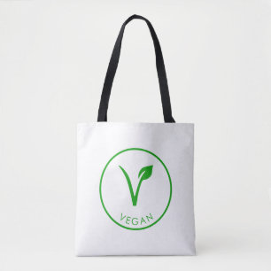Vegan Logo   Groen veganistisch etiket   veganisti Tote Bag