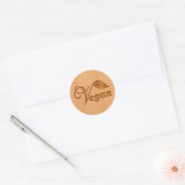 Vegan logo, houtvrij ronde sticker (Envelop)