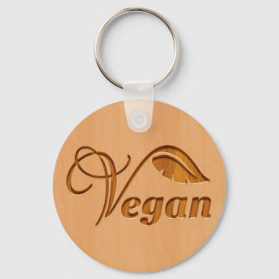 Vegan logo, houtvrij sleutelhanger