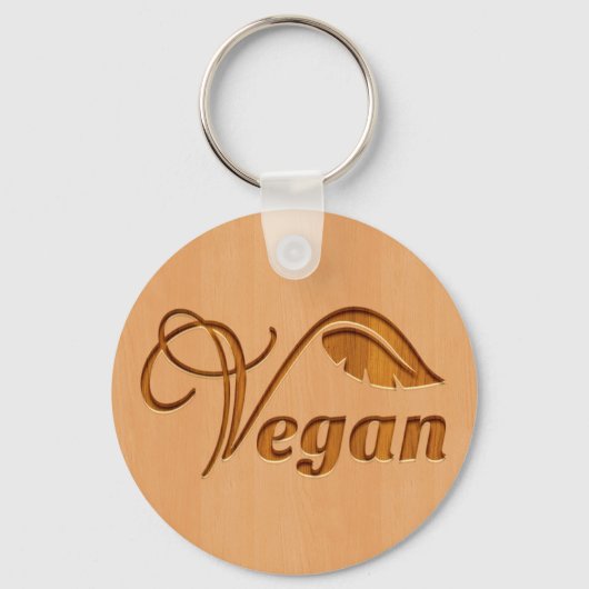 Vegan logo, houtvrij sleutelhanger (Voorkant)