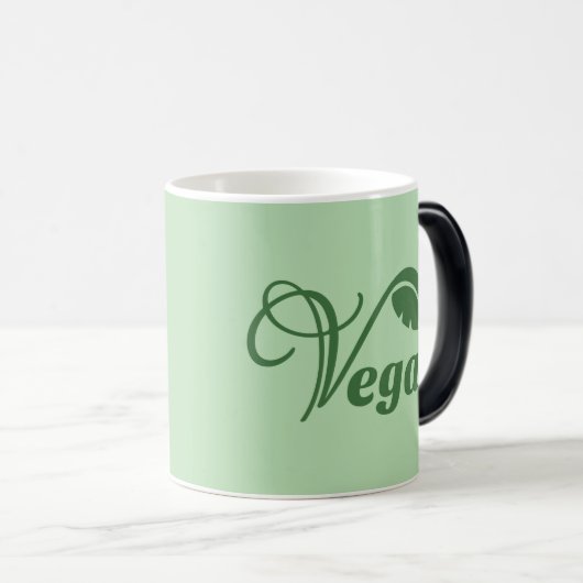 Vegan Logo Leaf Magische Mok (Voorkant rechts)