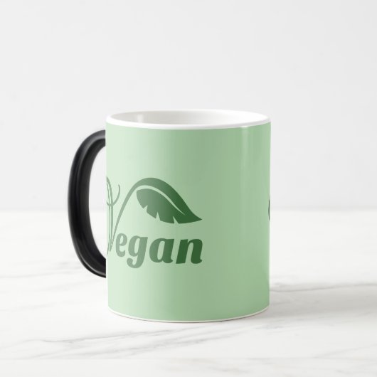 Vegan Logo Leaf Magische Mok (Voorkant links)