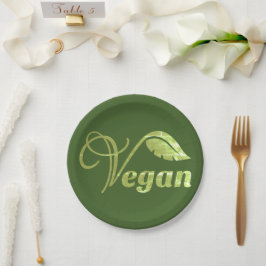 Vegan Logo Leaf Papieren Bordje