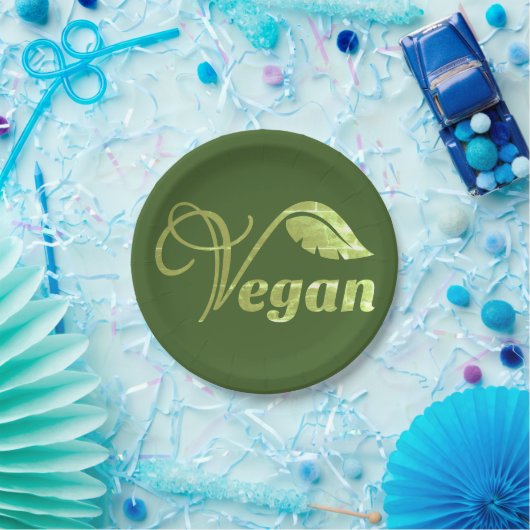 Vegan Logo Leaf Papieren Bordje (Feest)