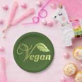 Vegan Logo Leaf Papieren Bordje (Feest)