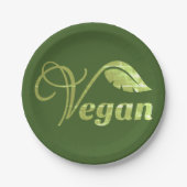 Vegan Logo Leaf Papieren Bordje (Voorkant)