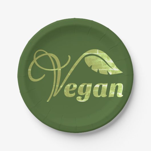 Vegan Logo Leaf Papieren Bordje (Voorkant)