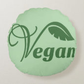 Vegan Logo Leaf Rond Kussen (Voorkant)