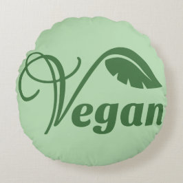 Vegan Logo Leaf Rond Kussen