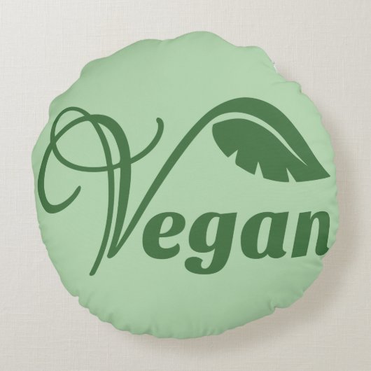 Vegan Logo Leaf Rond Kussen (Achterkant)