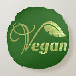 Vegan Logo Leaf Rond Kussen
