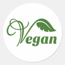 Vegan Logo Leaf Ronde Sticker