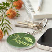 Vegan Logo Leaf Sleutelhanger (Voorkant Rechts)