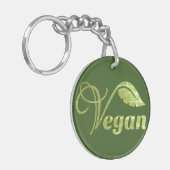 Vegan Logo Leaf Sleutelhanger (Voorkant Links)
